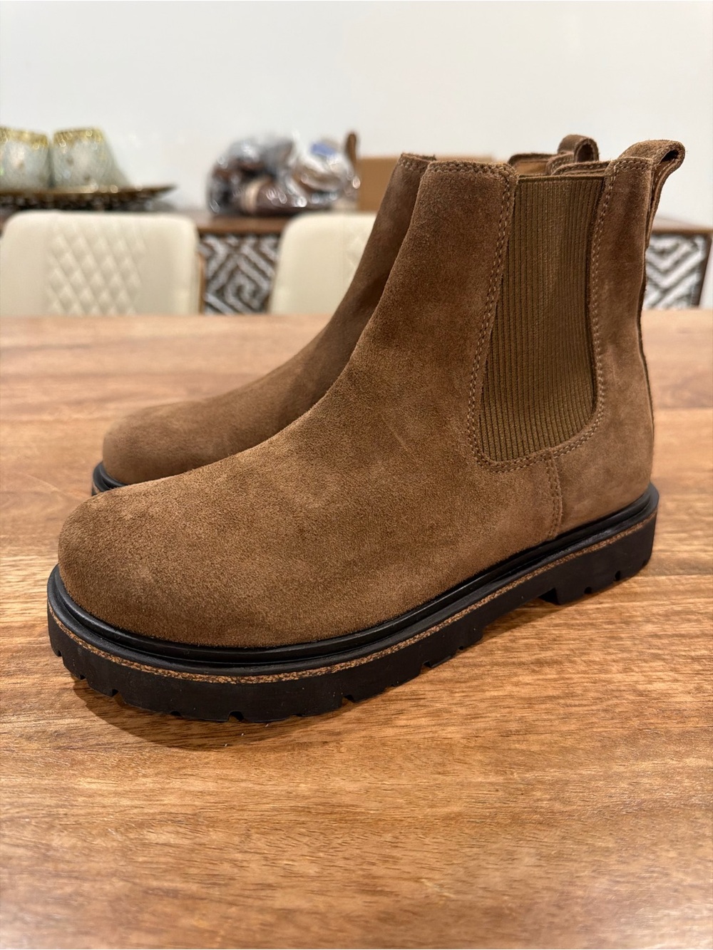 Birkenstock brown Suede Chelsea Ankle Boots Round toe 7.5W new no box